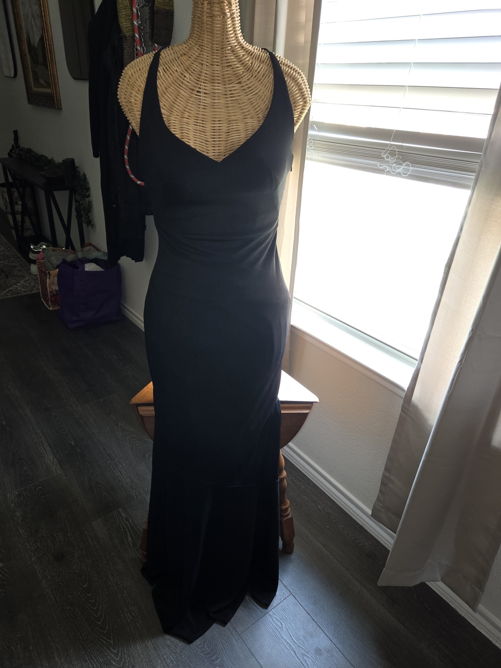 Black Sleeveless V-Neck Evening Gown Vintage